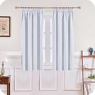 MRTREES Blackout Curtain Bedroom 90 Drop 1 Panel Light Grey Pencil Pleat Single Thermal Door Curtain Grey Curtains for Living Room 90x90 Inch 228x228 CM