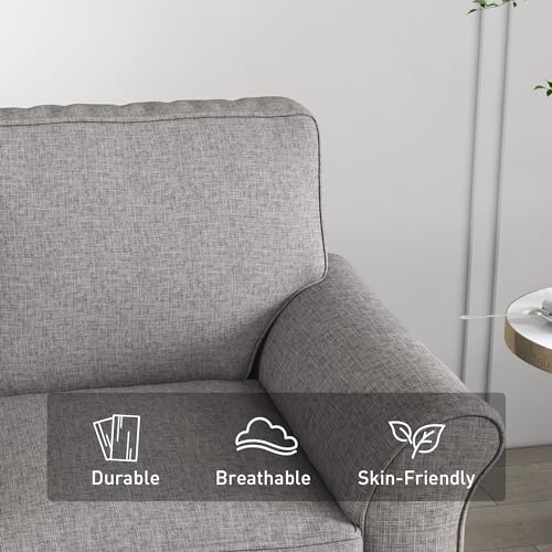 Bonzy Home 57\" Loveseat Sofa, 2 Seater Sofa for Living Room, Upholstered Comfy Sofa Couch for Small Space, Living Room, Apartment, Office, Grey - Thumbnail 3