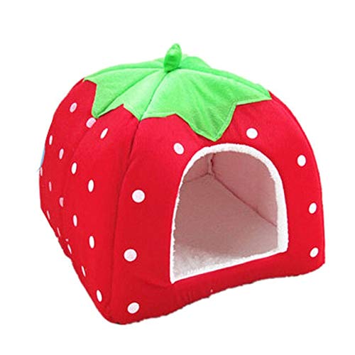 House Bed Pliable Tendre d'hiver Leopard Dog Bed Strawberry Cave rouge pour animaux