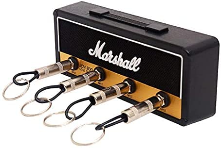 cute100% Nuevo Llavero con Base de Estilo de Altavoz de Guitarra con 4 Enchufes de Llavero Y 1 Base Elegante Caja de Almacenamiento de Llaves Negras Cover