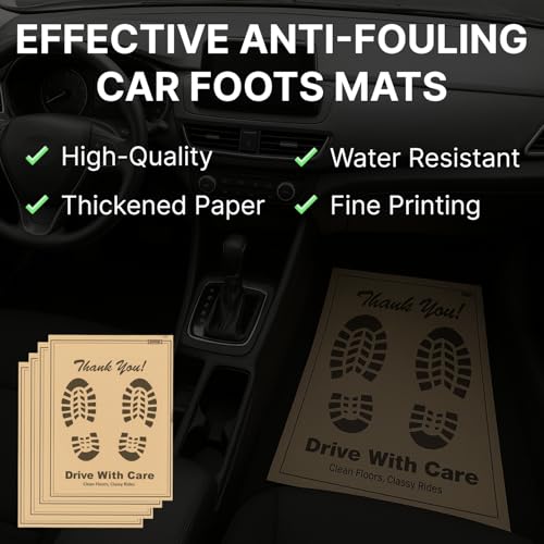 Image of disposable car Floor Paper Mats (pack of 500) | Disposable Thank You foot paper sheets (17x23 Inch) - Oil & Dirt Resistant Protection leg paper mats for Detailing & Car Wash