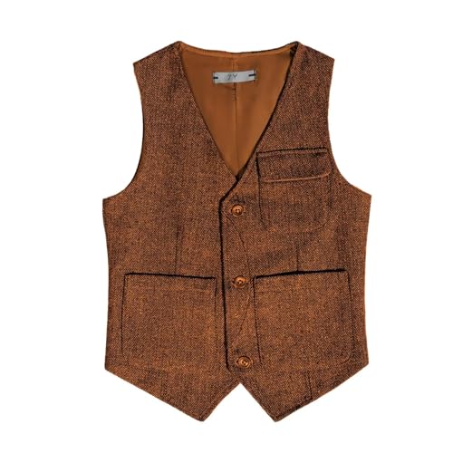 Image of Boys Retro Tweed Vest for Kids Classic Casual Waistcoat