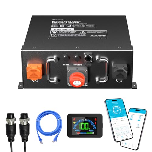 FEENCE LiFePO4 320Ah 12V Batterie, ECE R10 Wohnmobil-Untersitz-Batterie, 4096Wh Lithium Akku mit 250A BMS, Perfekter Ersetzen Blei-Säure für Wohnmobile, Solaranlage, Solarpanel Kit