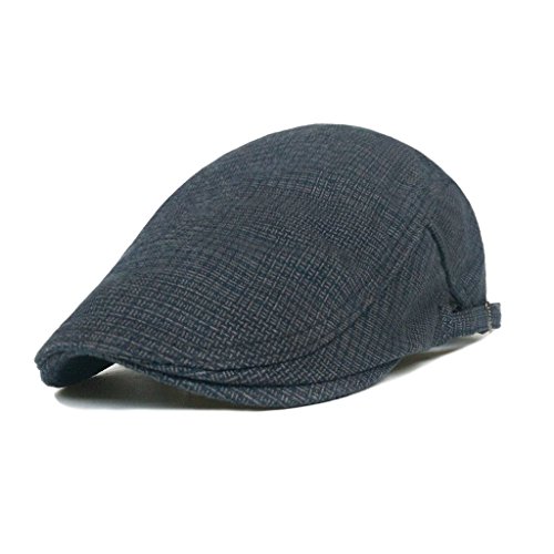 LETHMIK Cotton Flat Cap Gatsby Duckbill Hat Newsboy Ivy Irish Cabbie Scally Cap Tweed Blue Gray