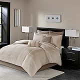 8 Pcs Embroidered Comforter Set Natural Queen