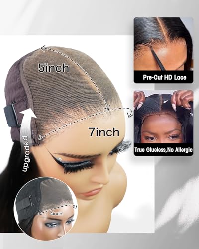 Image of Burmese Curly Glueless Wigs Human Hair Pre plucked Pre Cut, 6x4 HD Lace Front Wear and Go Glueless Wig Water Wave Curl for Women 180% Density 28 inch