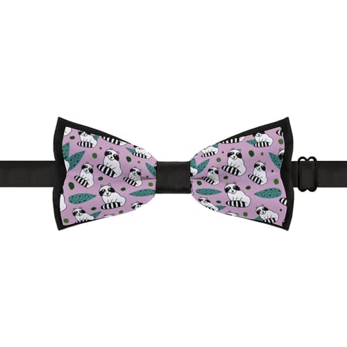 GoasNei Cute Raccoon Pattern Bow Tie for Men Adjustable Necktie Funny Tie Neck Ties for Weddings Party