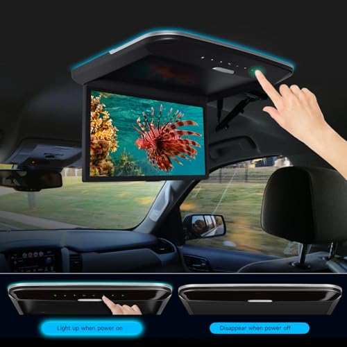 Image of 14 Inch Flip Down Car Overhead HD MP5 Player, Roof Mount Monitor with HDMI and USB Video Input