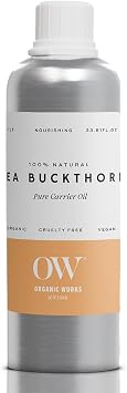 Organic Works Sea Buckthorn Oil 1000ml   100% Pure Cold Pressed   Rich in Omega-7, Vitamins A, C & E   Skin Hydration, Anti-Inflammatory, Collagen Support & Radiant Complexion