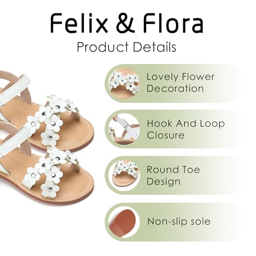 Image of Felix & Flora Toddler Girl Sandals -Flower Girl Dress Shoes Open Toe Little Kid Flats