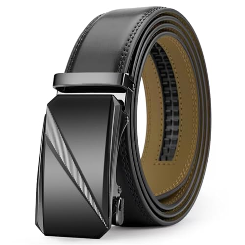Men's 3.5Cm Automatic Buckle Belt Black/Brown Suitable For Formal And Casual Wear 2-Pack Belt2