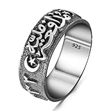 Takilingo Solid 925 Sterling Silver Arabic Retro Wedding Band Islamic Men's Ring, Muslim Religious Turkish Jewelry Ring (9)