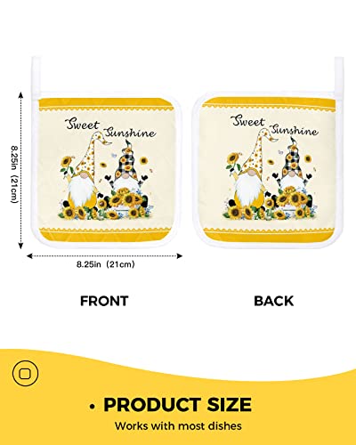 Pot Holder For Kitchen Farmhouse Gnome Sunflower Butterfly Bee Heat Proof Potholders 2 Pack Protect Hand Hot Pads With Loop For Bbq Cooking Baking Flower #TOP2
