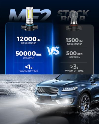 Image of Marsauto 5202 Led Fog Light Bulbs, 12,000 LM 360 Illumination Upgraded 60 Pcs Chips 5201 PS24W Fog Lights Led, 6500K White Strong Penetration 5201 Fog Light Bulb for Car, Pack of 2