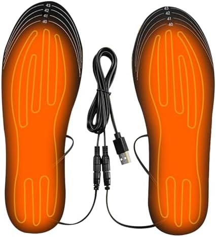 Heated Insoles USB Rechargeable Heated Shoe Insoles Washable Free Cut Thermal Insoles Warm Winter Foot Warmer for Men Women Indoor Outdoor 40-46 Size.