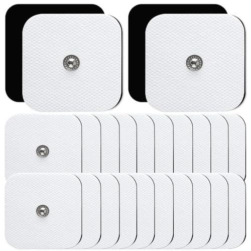 Électrodes | DUPELEC 12Pcs 5x5 cm Électrodes pour Tens | Compatibles avec Électrostimulateur TENS et EMS avec Connecteur à Bouton 3,5 mm | Réutilisables...