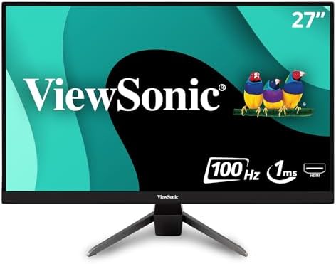 ViewSonic VX2767-MHD 27 Inch 1080p Gaming Monitor with 75Hz, 1ms, Ultra-Thin Bezels, FreeSync, Eye Care, HDMI, VGA, and DP, Black, 14.5″x24.2″x1.9″