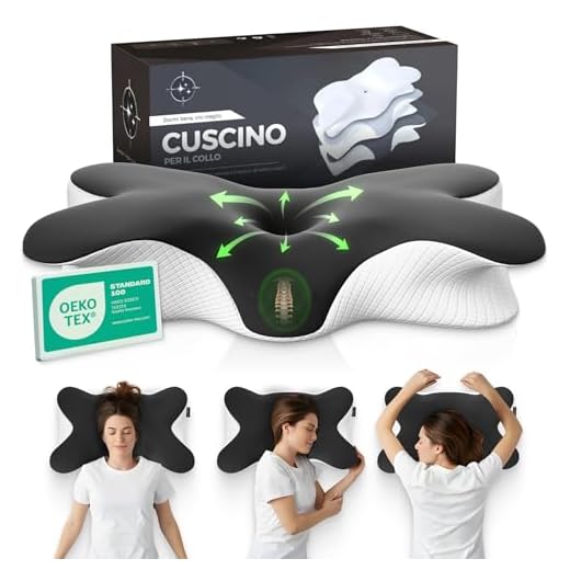 Shootforthestars Cuscino Cervicale per Dormire in Memory Foam Comodo Fin dalla Prima Notte - Cuscino Ortopedico Cervicale Ergonomico per Dormire di Lato o Supini Sfoderabile e Lavabile (Scuro)