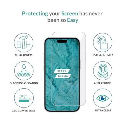Image of SPRIG Compatible with iPhone 17 ShieldCrystal Tempered Glass Screen Protector, 9H Hardness, Ultra Clear, Scratch Resistant, Edge-to-Edge Full Coverage, Bubble Free Installation (Pack of 1)