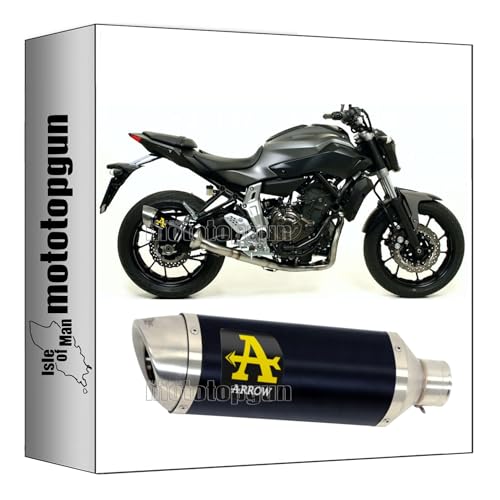 Tubo de escape Arrow Thunder negro de aluminio para moto Yamaha MT07 de 2014 a 2020