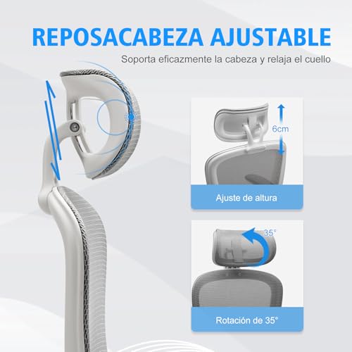 Miniatura 7 de Magic Life Silla de Oficina ergonómica con cojín elástico, Respaldo de Malla Transpirable, reposabrazos Plegables, Soporte Lumbar, Altura Ajustable, Silla de Escritorio para Oficina y hogar