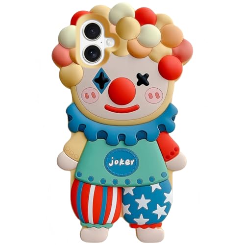 SGVAHY Case for iPhone 17 Cute Kawaii 3D Cartoon Clown Soft Silicone Bumper Shockproof Cover Protective Case for Kids Girls by SGVAHY - Used condition - US$6.33