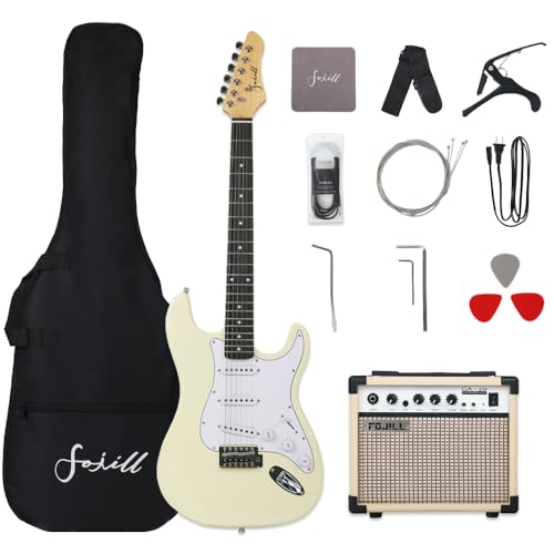 Fojill 39 Inch Electric Guitar Kit Set Beginner Starter Combo Package Bundle 20W Amplifier Amp Accessory Padded gig Bag,Picks, Cable,Strap,Extra Strings