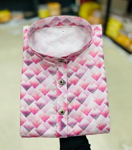 Image of FOXDX Men's Cotton Blend Printed Long Kurta Suitable for All Indian Wedding, Occasions, and Festivals