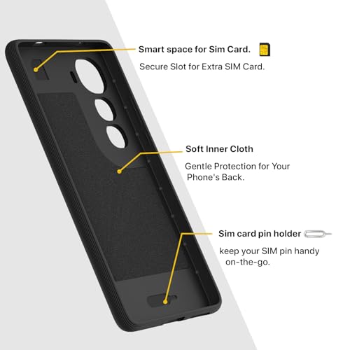 Image of Pikkme Back Cover for Vivo Y400 5G Camera Protection 3D Hexa Cube Design Silicone Protective Bumper Case (Black)