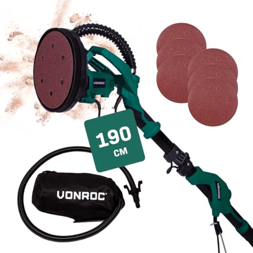 VONROC Trockenbauschleifer 1050W - Wand und Deckenschleifer 225mm, Giraffe mit Absaugung, Trockenbau Schleifmaschine Set inkl. 6 Schleifpapier VONROC Trockenbauschleifer 1050W - Wand und Deckenschleifer 225mm, Giraffe mit Absaugung, Trockenbau Schleifmaschine Set inkl. 6 Schleifpapier