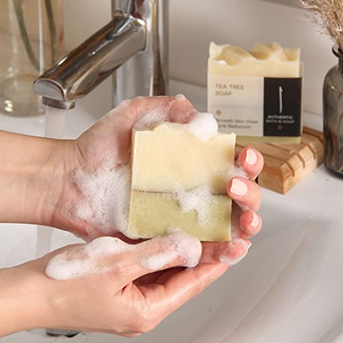 Authentic Bath & Soap Cold Processed Tea Tree Bar Soap For Men & Women. Handmade, No Sulfate Or Parabens, Cruelty Free & Vegan. 3.5 Oz Each (Pack Of 2) #TOP3