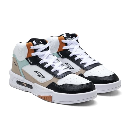 ASIAN Men's White Casual Sneaker Shoes with Synthetic Upper Lightweight Comfortable Mid Top Sneaker Shoes for Men's & Boy's Moscow-12,UK 9