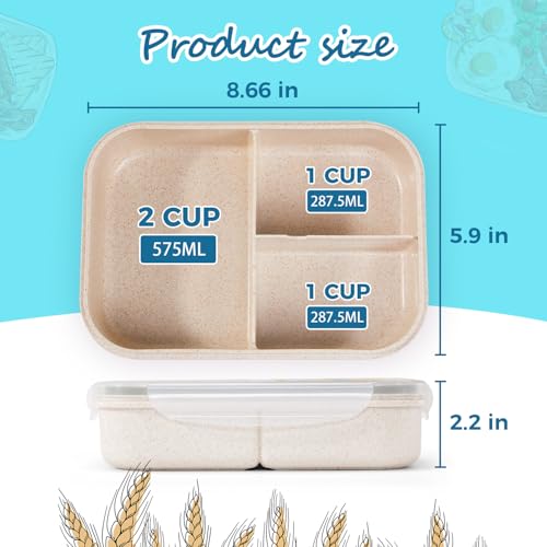 MISS BIG® Bento Lunch Box for Kids, 1150ml, 3 Compartments, White — view 6