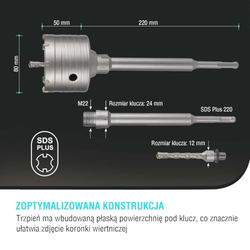 Image of BINOTA 80 mm (3-1 /8 inch) Concrete Hole Saw with SDS-Plus Shank
