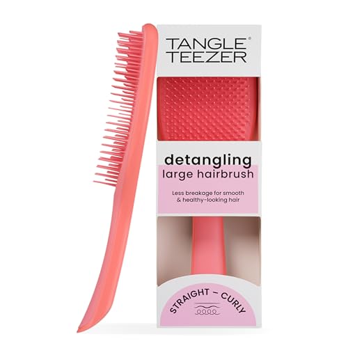 Tangle Teezer | The Large The Ultimate Detangler Hairbrush | Perfect for Long, Thick, Curly & Textured Hair | Two-Tiered Teeth for Gentle Detangling | Reduces Breakage| Ergonomic Handle | Salmon Pink