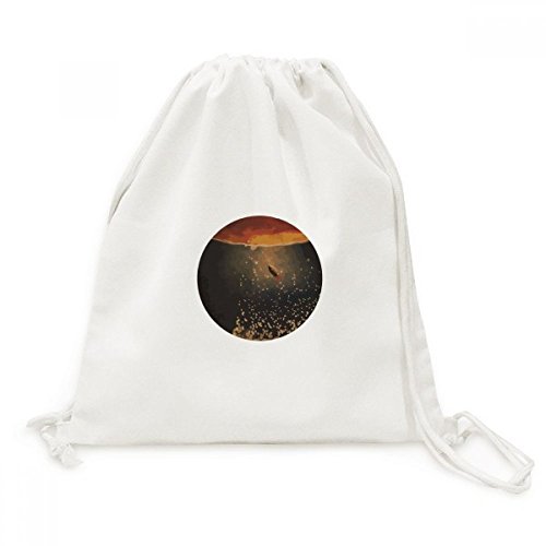 Toile Drawstring Backpack avec motif paysage alien espace pour voyage