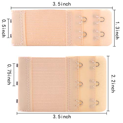 6Pcs Bra Extenders 3 Hook/2 Hook, Women's Soft And Comfortable Bra Extention Strap, Elastic Bra Extender For Ladies, White/Black/Khaki #TOP1