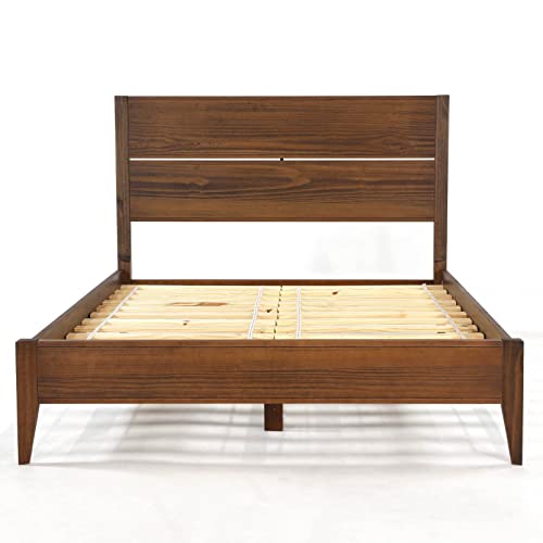 Grain Wood Furniture Mid Century Solid Wood Platform Bed, Full Size, Brushed Walnut #TOP3