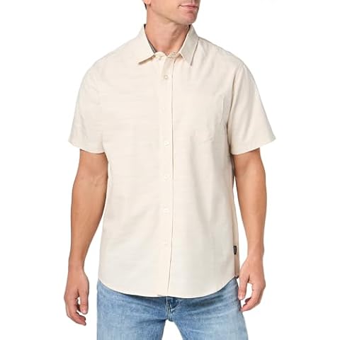 Unionbay Men's Short Sleeve Slub Button Down Shirt, Sand Cover