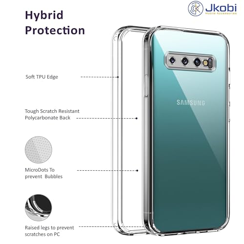 Image of Jkobi Back Cover for Samsung Galaxy S10 Plus (Silicone Clear Shockproof Case with Camera Protection | Flexible and Soft | Transparent)