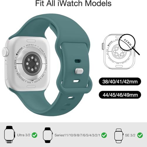 Image of Apple Watch Band for iWatch Series 11 10 9 8 7 6 5 4 3 SE Ultra | Sport Silicone Band Compatible with Apple Watch Bands 40mm 38mm 41mm 42mm 44mm 45mm 46mm 49mm Women Men, Waterproof Strap
