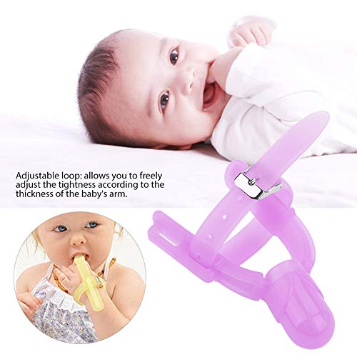 Image of Thumb Sucking Finger Protector, Adjustable Biting Teether Soft Silicone Finger Guard Thumb Protector for Babies 3 Months and Above(Purple)