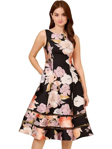 Image of Adrianna Papell Women's Floral Mikado Dress, Black Multi, 14