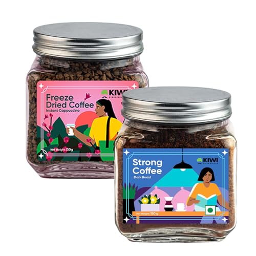 Image of KIWI Kisan Window Freeze Dried Coffee, 150g + Strong Coffee, 150g | Combo Pack | Instant Coffee & Dark Roast Pack