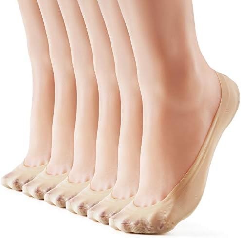 WISVOOO 3-6 Pairs No Show Socks Women Nylon Ultra Low Cut Non-Slip Thin Liner Socks Invisible Hidden Socks for Flats