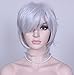 Diforbeauty Women Fashionable Short Curly Fluffy Layers Oblique Bangs Cosplay Wigs (Silver White)