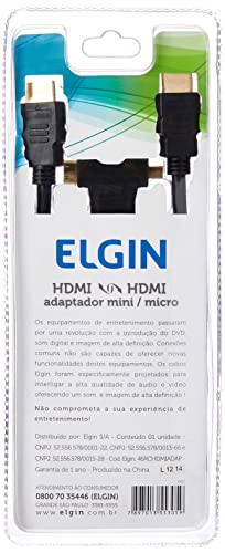 Cabo HDMI-HDMI Elgin Conector Banhado a Ouro com Adaptador para Mini HDMI e micro HDMI de 1,8 Metros