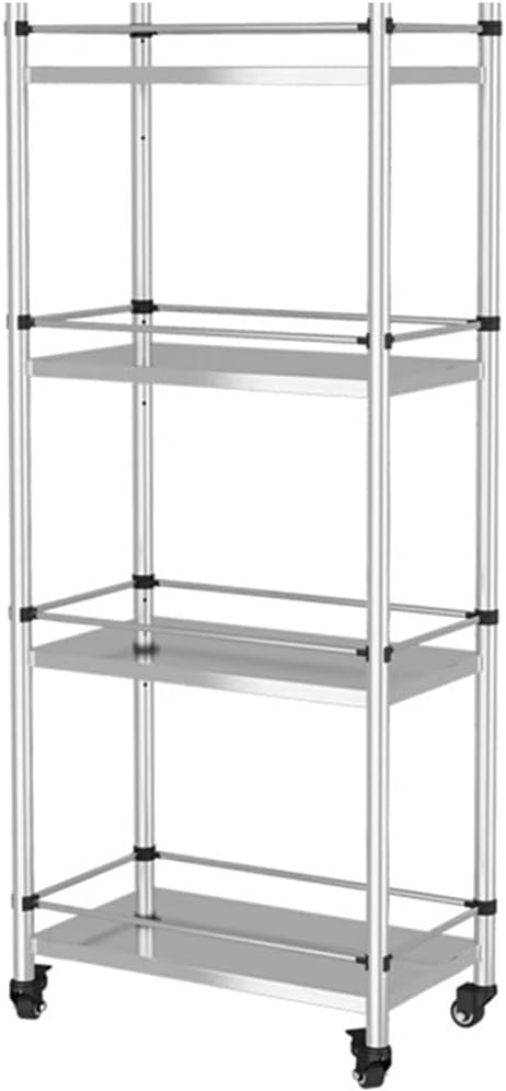 Stainless Steel Utility Cart with Wheels,Heavy-Duty Metal Storage Rack for Kitchen, Home, and Restaurant Use