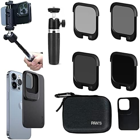 Pan's Snap Filter ND Filter Bundle Compatible for iPhone 13Pro/12Pro + Extendable Tripod and Phone Clip