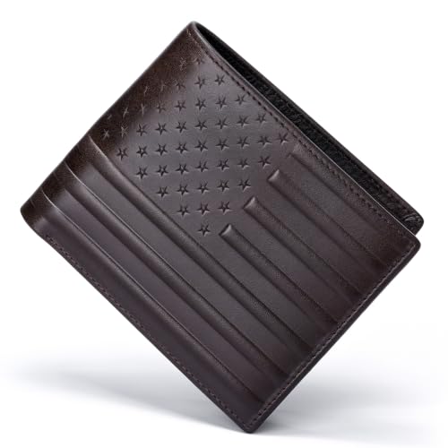 Full Grain Leather USA Flag Bifold Wallet